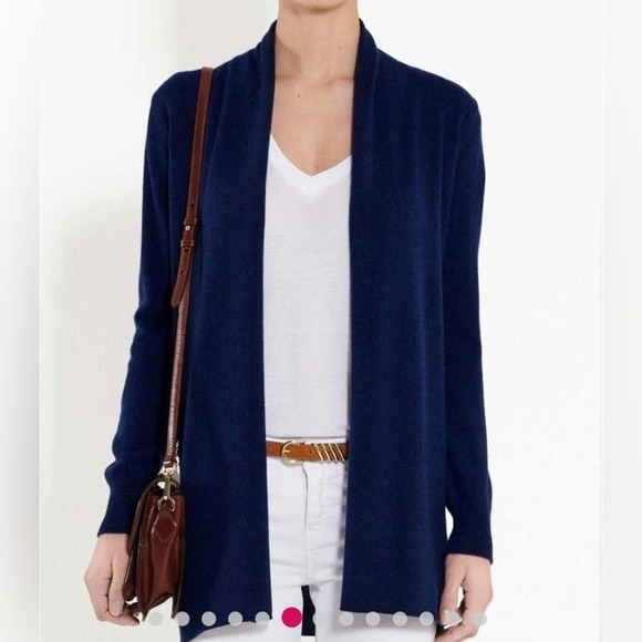 Forte Cashmere Sweaters - FORTE CASHMERE Navy Ombre 100% Cashmere Open Front Cardigan
